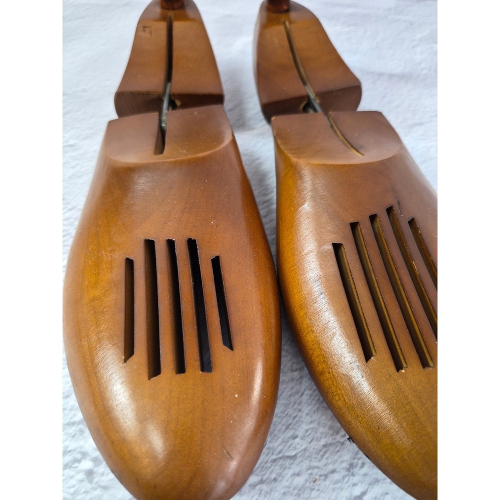 Nettleton Vintage Wooden Adjustable Shoe Trees Brown Mens Size L Slotted Design - Picture 2 of 13